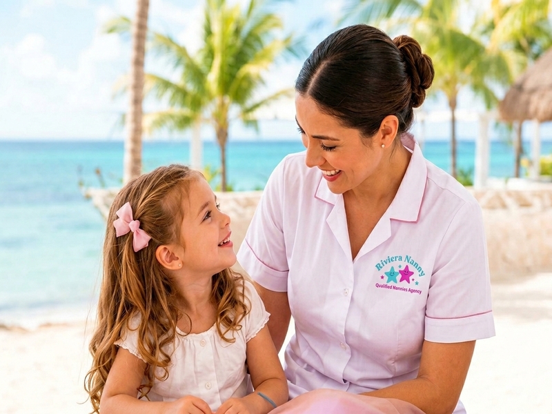 Niñera de Riviera Nanny conversando con una niña