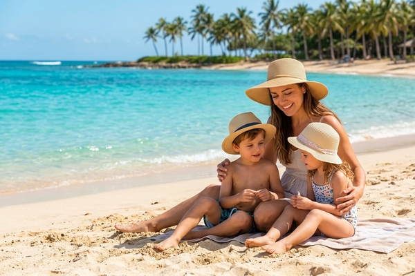 Niña con sombrero en la playa